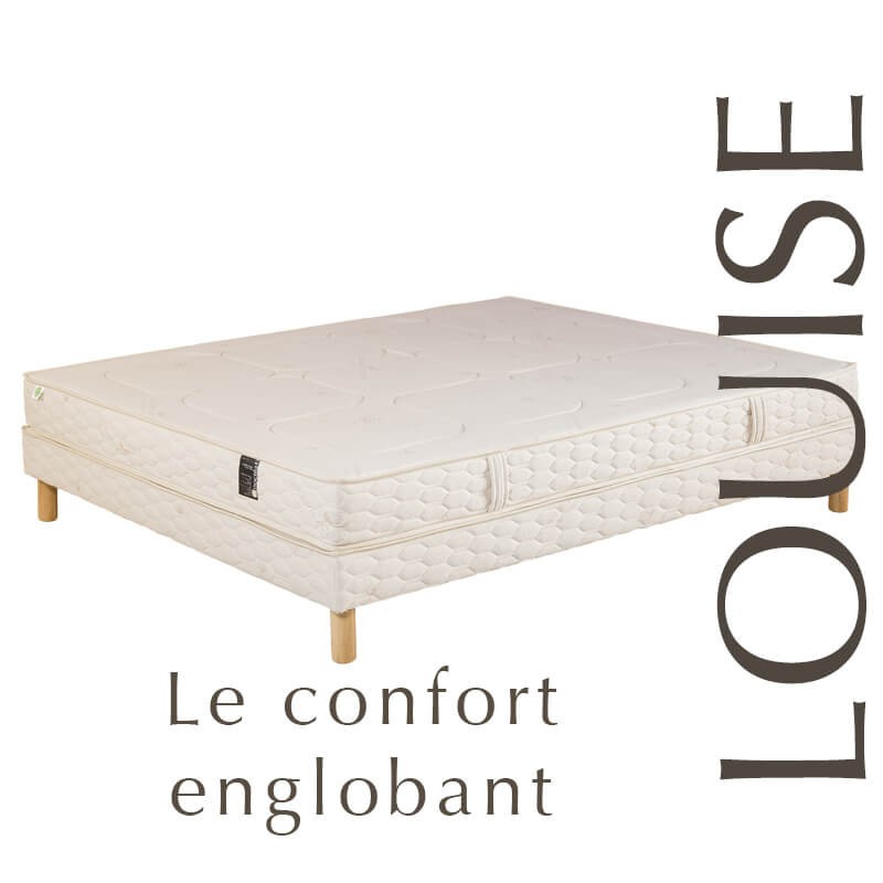 Matelas latex naturel moelleux Louise + sommier tapissier à lattes Eva