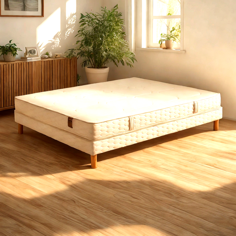 Matelas Paule + sommier tapissier à lattes Eva
