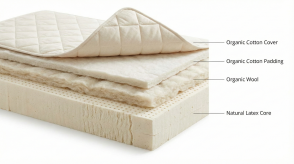 Composition d'un matelas naturel : latex, coton, laine